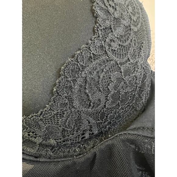 Gilligan & O'malley Black Pushup Semi Sheer Top With Lace And Open Front - Picture 4 of 5